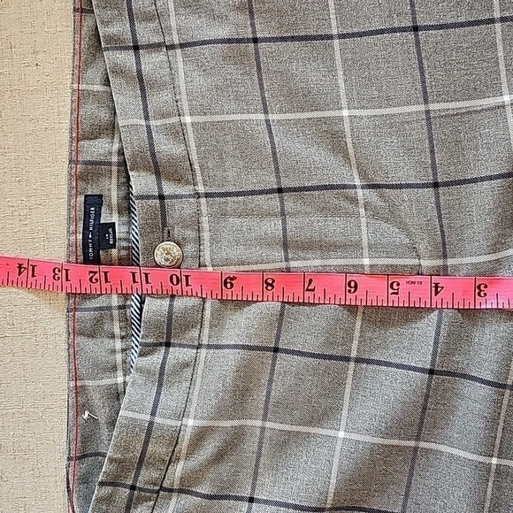TOMMY Hilfiger High Waisted Cropped Windowpane Pants Grey Size 14 - Picture 9 of 15